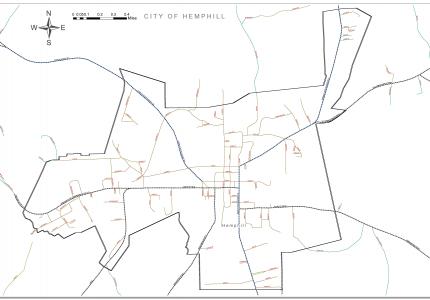 Hemphill Texas city map landscape view