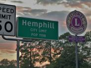City limit sign for hemphill
